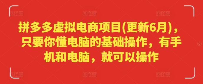 拼多多虚拟电商项目(更新6月)，只要你懂电脑的基础操作，有手机和电脑，就可以操作-七七项目网
