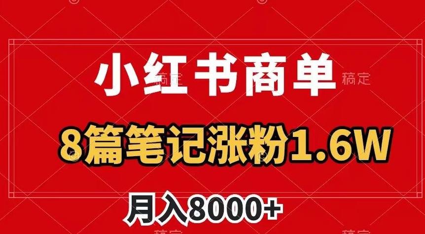 小红书商单最新玩法，8篇笔记涨粉1.6w，作品制作简单，月入8000+【揭秘】-七七项目网