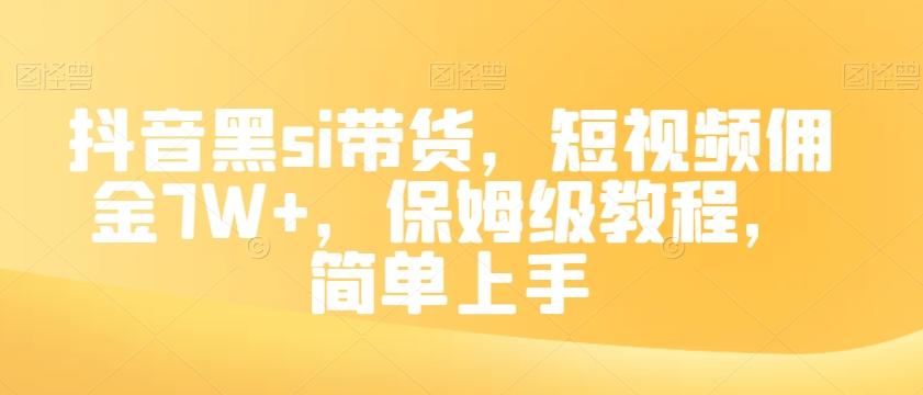 抖音黑si带货，短视频佣金7W+，保姆级教程，简单上手【揭秘】-七七项目网