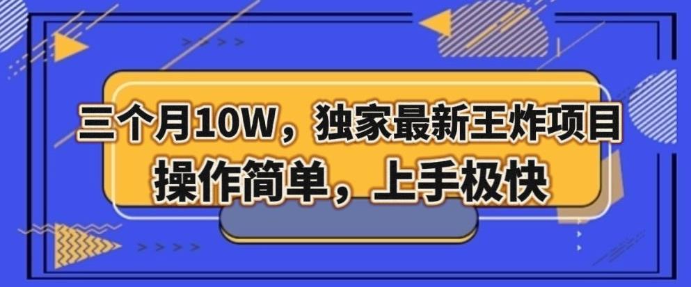 三个月10W，独家最新王炸项目！操作简单，上手极快【揭秘】-七七项目网