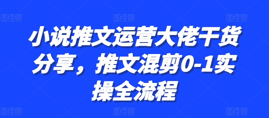 小说推文运营大佬干货分享，推文混剪0-1实操全流程-七七项目网