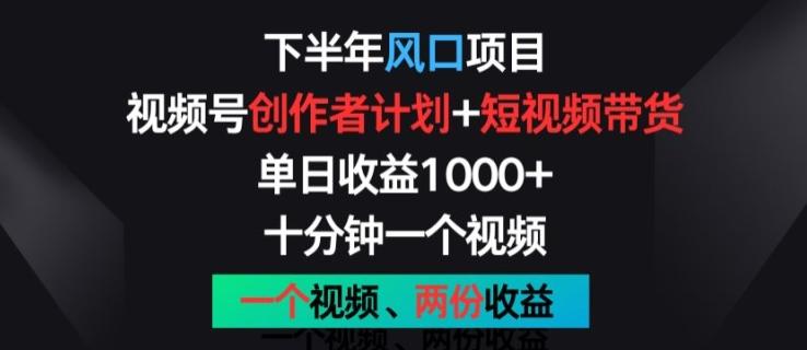 下半年风口项目，视频号创作者计划+视频带货，一个视频两份收益，十分钟一个视频【揭秘】-七七项目网
