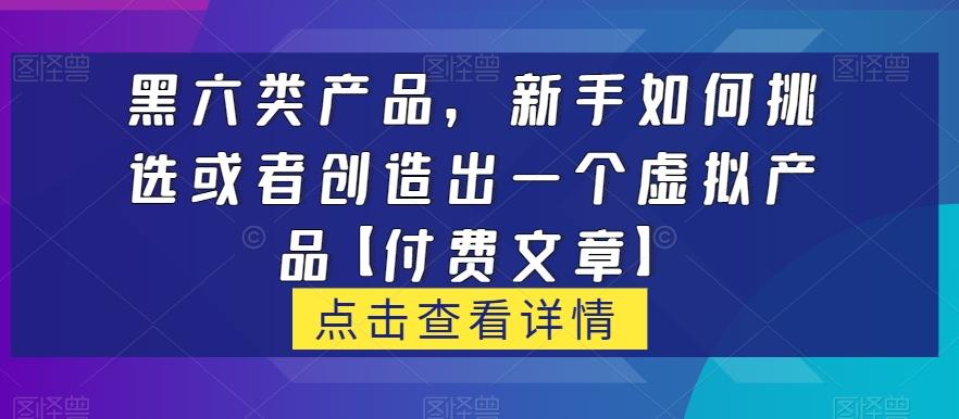 黑六类虚拟产品，新手如何挑选或者创造出一个虚拟产品【付费文章】-七七项目网