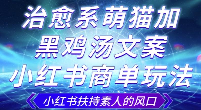 治愈系萌猫加+黑鸡汤文案，小红书商单玩法，3~10天涨到1000粉，一单200左右-七七项目网