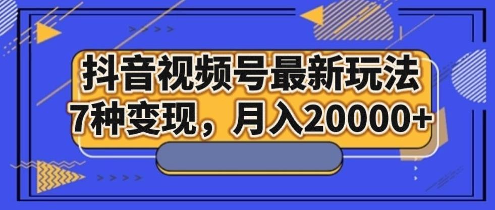 抖音视频号最新玩法，7种变现，月入20000+-七七项目网
