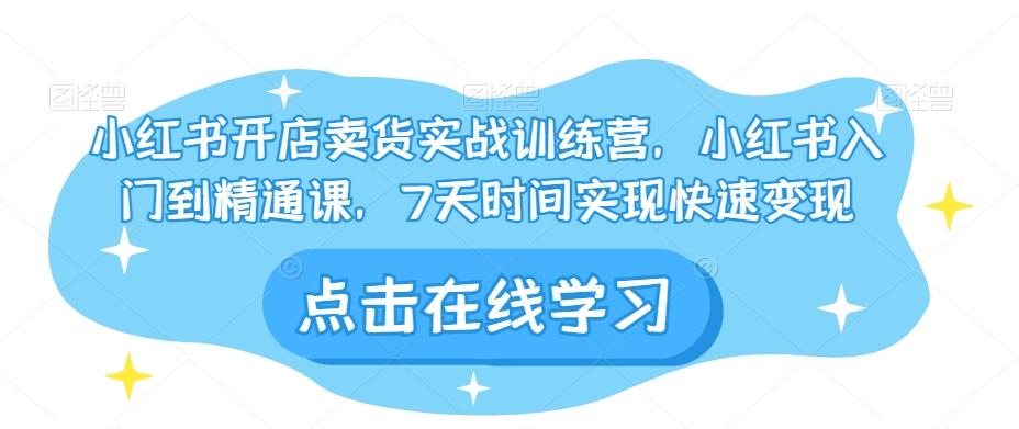 小红书开店卖货实战训练营，小红书入门到精通课，7天时间实现快速变现-七七项目网