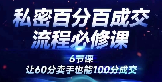 私密百分百成交流程线上训练营，绝对成交，让60分卖手也能100分成交-七七项目网