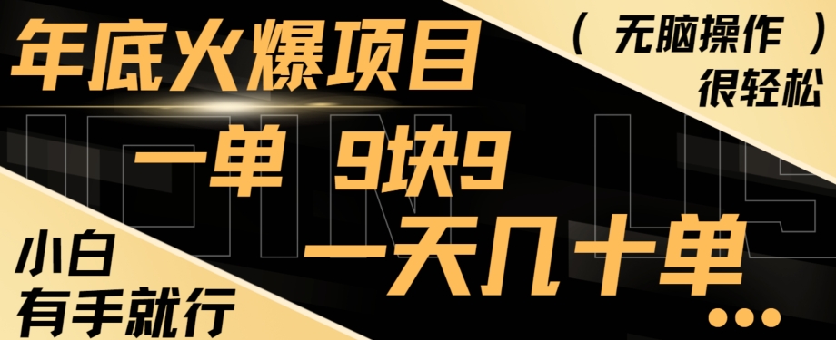 年底火爆项目，一单9.9，一天几十单，只需一部手机，傻瓜式操作，小白有手就行-七七项目网