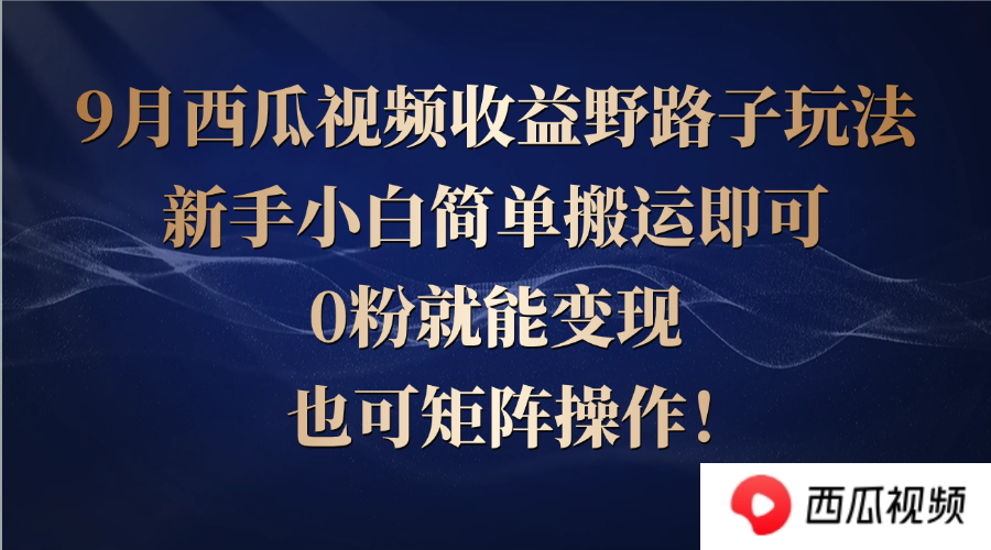 西瓜视频收益野路子玩法，新手小白简单搬运即可，0粉就能变现，也可矩…-七七项目网