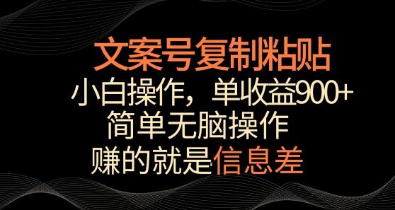 文案号掘金，简单复制粘贴，小白操作，单作品收益900+【揭秘】-七七项目网