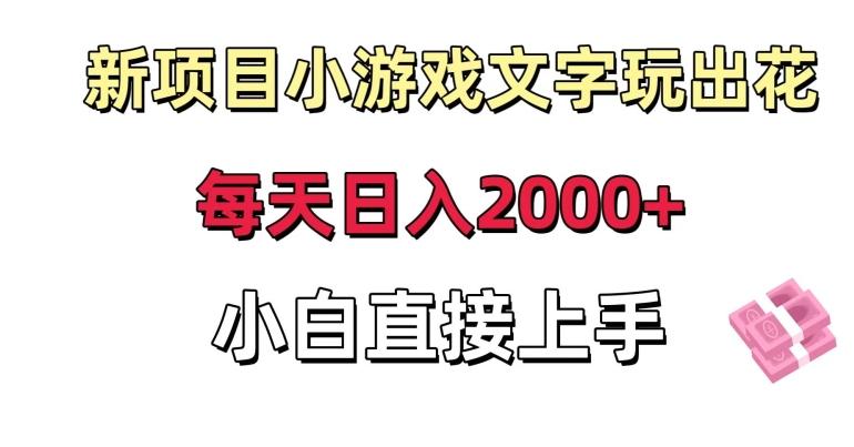 新项目小游戏文字玩出花日入2000+，每天只需一小时，小白直接上手【揭秘】-七七项目网