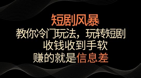 短剧风暴，教你冷门玩法，玩转短剧，收钱收到手软【揭秘】-七七项目网