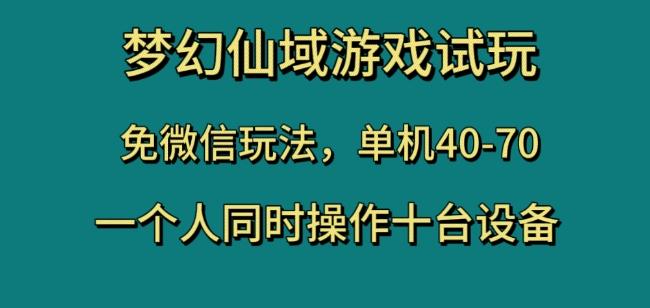 梦幻仙域游戏试玩，免微信玩法，单机40-70，一个人同时操作十台设备【揭秘】-七七项目网