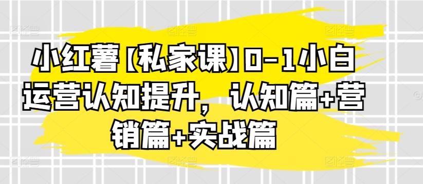 小红薯【私家课】0-1小白运营认知提升，认知篇+营销篇+实战篇-七七项目网