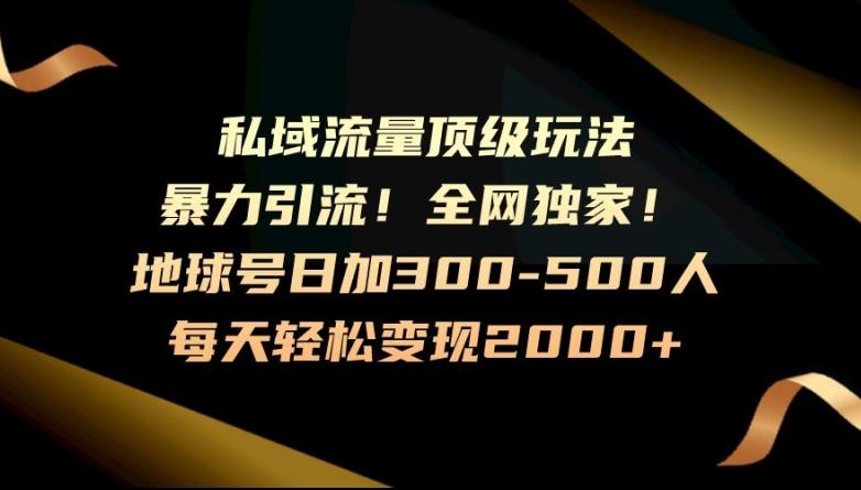 暴力引流，全网独家，地球号日加300-500人，私域流量顶级玩法，每天轻松变现2000+-七七项目网
