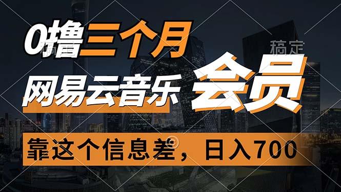 0撸三个月网易云音乐会员，靠这个信息差一天赚700，月入2w-七七项目网
