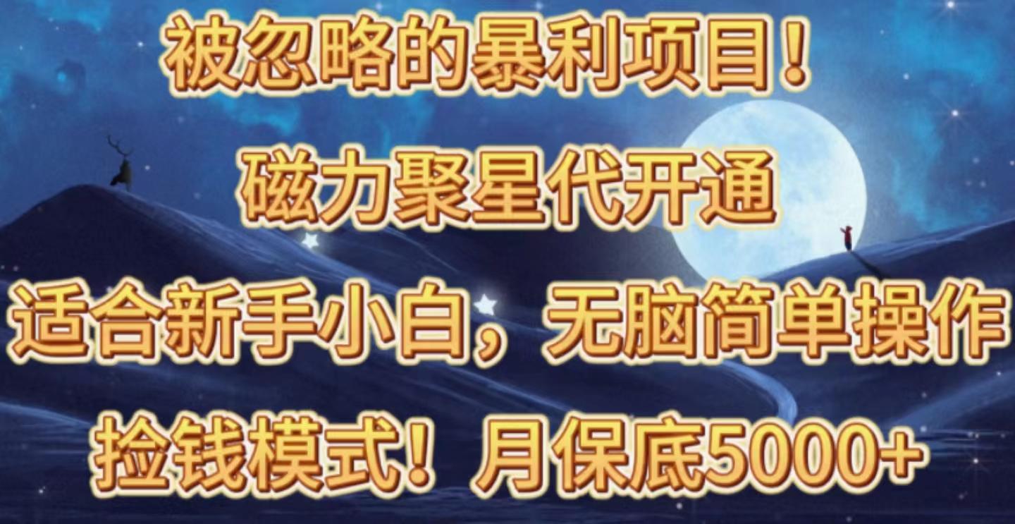 被忽略的暴利项目！磁力聚星代开通捡钱模式，轻松月入五六千-七七项目网