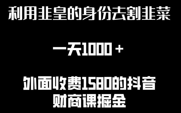 利用非皇的身份去割韭菜，一天1000+(附详细资源)【揭秘】-七七项目网