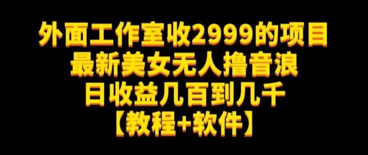 外面工作室收2999的项目最新美女无人撸音浪日收益几百到几千【教程+软件】（仅揭秘）-七七项目网