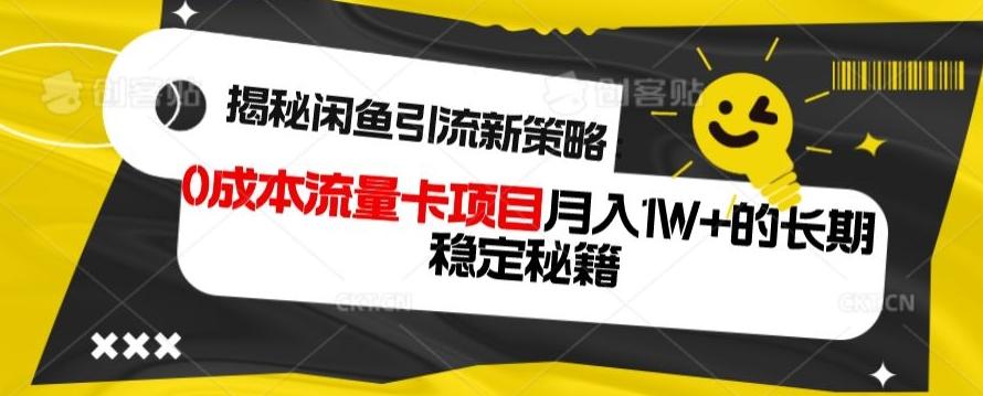揭秘闲鱼引流新策略：0成本流量卡项目，月入1W+的长期稳定秘籍-七七项目网