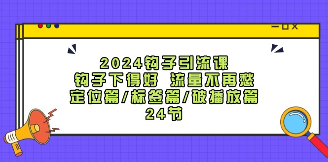 2024钩子引流课：钩子下得好流量不再愁，定位篇/标签篇/破播放篇/24节-七七项目网