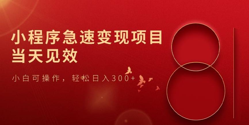 小程序急速变现项目，当天见效，小白可操作，轻松日入300+-七七项目网