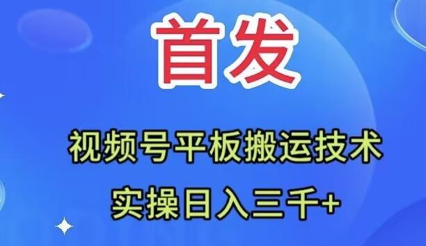 全网首发：视频号平板搬运技术，实操日入三千＋-七七项目网