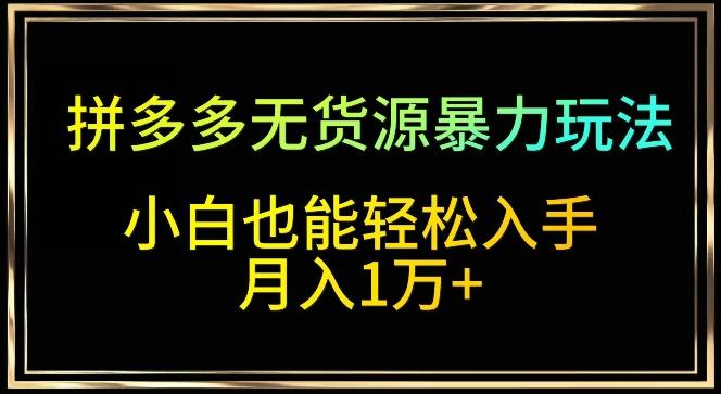 拼多多无货源暴力玩法，全程干货，小白也能轻松入手，月入1万+【揭秘】-七七项目网
