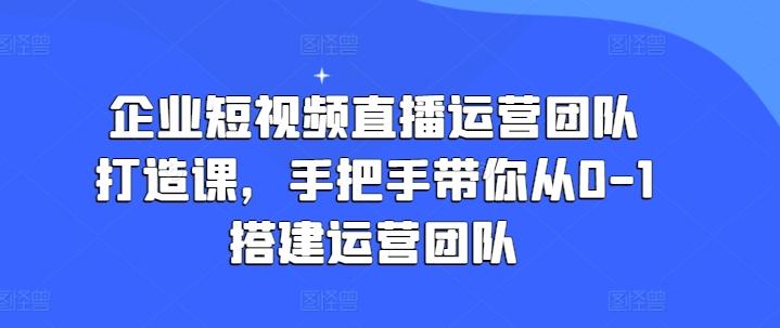 企业短视频直播运营团队打造课，手把手带你从0-1搭建运营团队-七七项目网