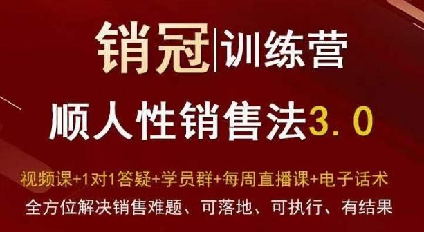 爆款！销冠训练营3.0之顺人性销售法，全方位解决销售难题、可落地、可执行、有结果-七七项目网