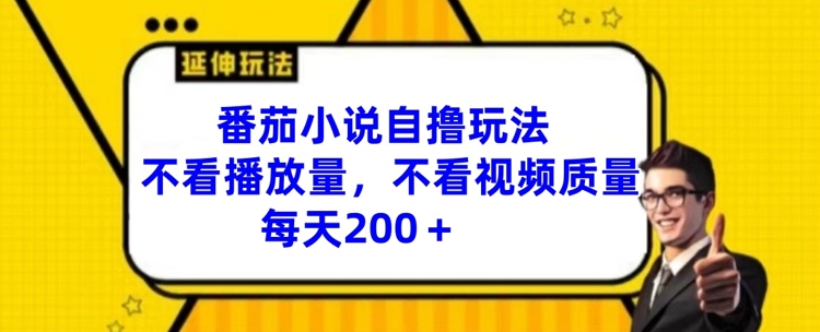 番茄小说自撸玩法，不看播放量，不看视频质量，每天200+【揭秘】-七七项目网