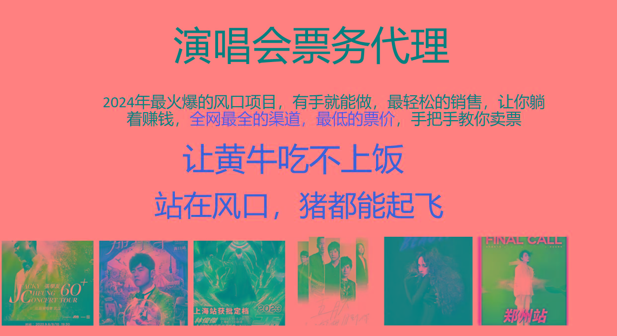 2024年最火爆风口项目，演唱会票务代理，日入2000+，一部手机就能搞定！-七七项目网