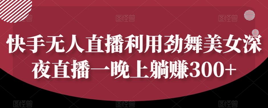 快手无人直播利用劲舞美女深夜直播一晚上躺赚300+-七七项目网