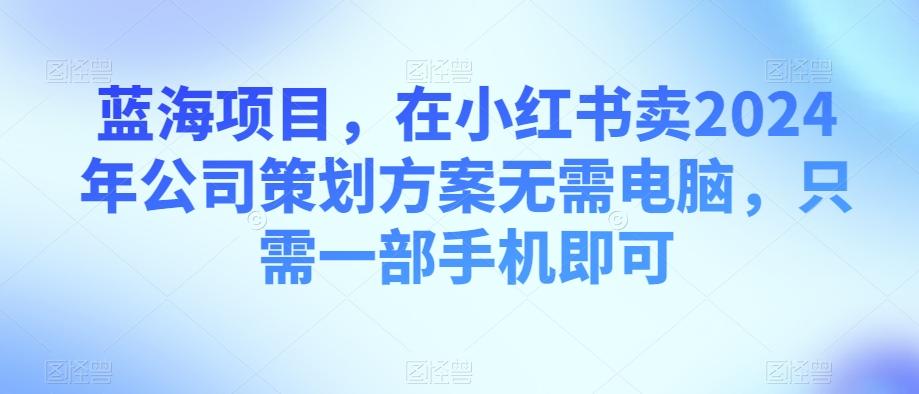 蓝海项目，在小红书卖2024年公司策划方案无需电脑，只需一部手机即可-七七项目网