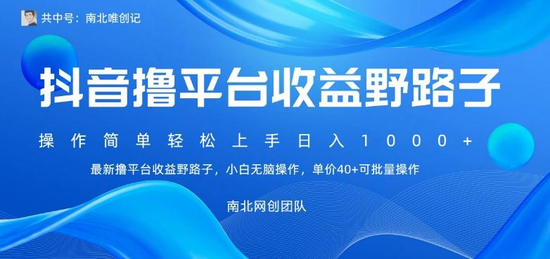 最新撸抖音平台收益野路子，操作简单，单价高，小白可无脑操作可日入1000+-七七项目网