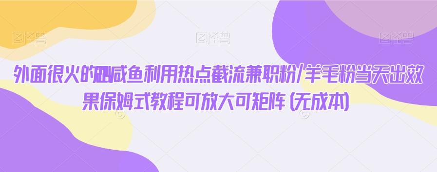 外面很火的2024咸鱼利用热点截流兼职粉/羊毛粉当天出效果保姆式教程可放大可矩阵(无成本)-七七项目网