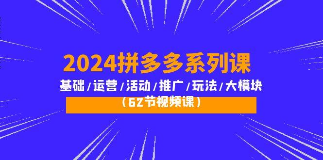 (10019期)2024拼多多系列课：基础/运营/活动/推广/玩法/大模块(62节视频课)-七七项目网