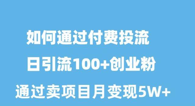 如何通过付费投流日引流100+创业粉月变现5W+-七七项目网