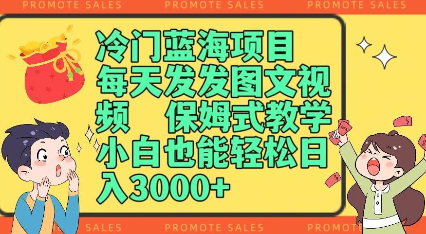 冷门蓝海项目，每天发发图文视频，保姆式教学，小白也能轻松日入3000+-七七项目网
