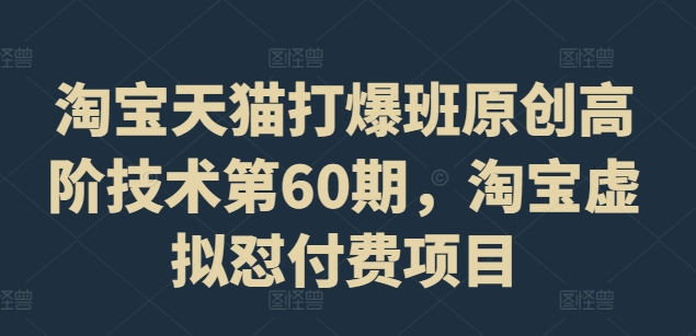 淘宝天猫打爆班原创高阶技术第60期，淘宝虚拟怼付费项目-七七项目网