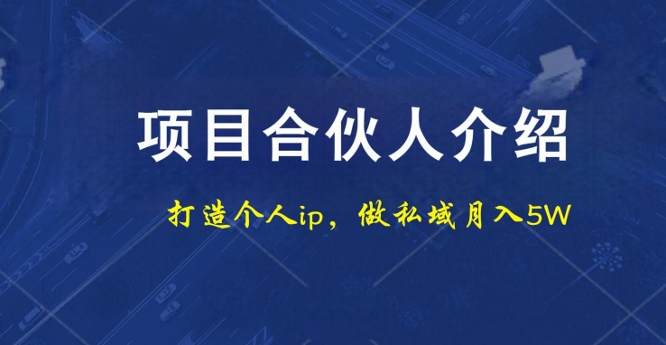 项目合伙人项目，打造个人IP，做私域月入5W，小白勿扰-七七项目网