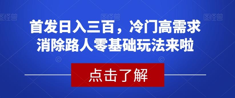 首发日入三百，冷门高需求消除路人零基础玩法来啦【揭秘】-七七项目网