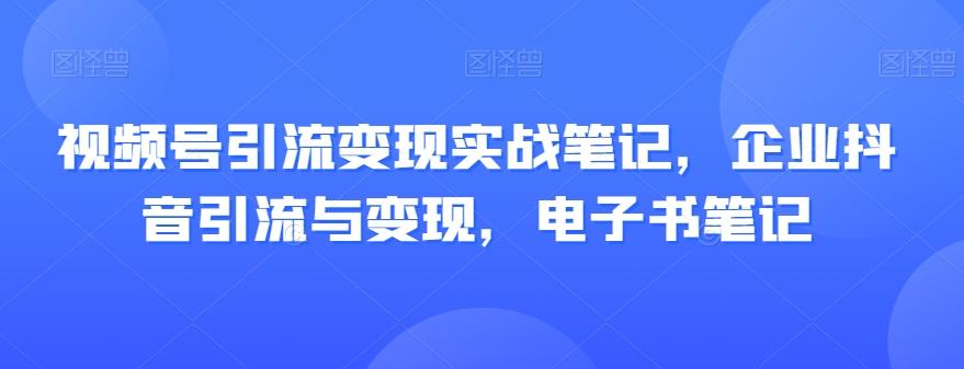 视频号引流变现实战笔记，企业抖音引流与变现，电子书笔记-七七项目网