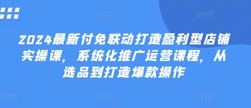 2024最新付免联动打造盈利型店铺实操课，​系统化推广运营课程，从选品到打造爆款操作-七七项目网