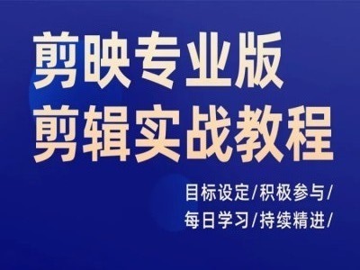 剪映专业版剪辑实战教程，目标设定/积极参与/每日学习/持续精进-七七项目网