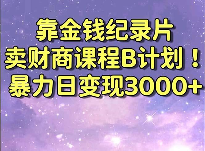 靠金钱纪录片卖财商课程B计划！暴力日变现3000+，喂饭式干货教程！-七七项目网