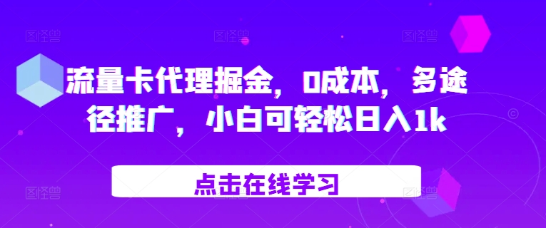 流量卡代理掘金，0成本，多途径推广，小白可轻松日入1k-七七项目网