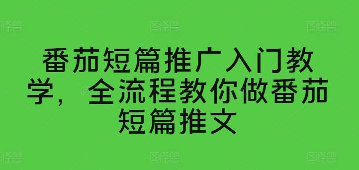 番茄短篇推广入门教学，全流程教你做番茄短篇推文-七七项目网