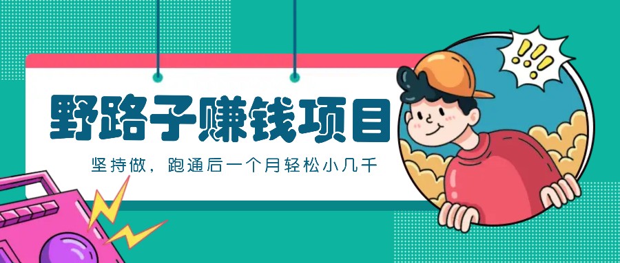一个人就能操作的野路子赚钱项目，零成本零门槛坚持做，跑通后一个月小几千！-七七项目网
