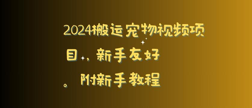 2024搬运宠物视频项目，新手友好，完美去重，附新手教程【揭秘】-七七项目网